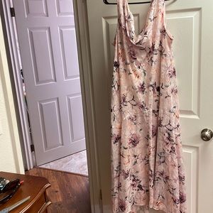 Alex Evenings Floral Cowl Neck Chiffon Midi Dress